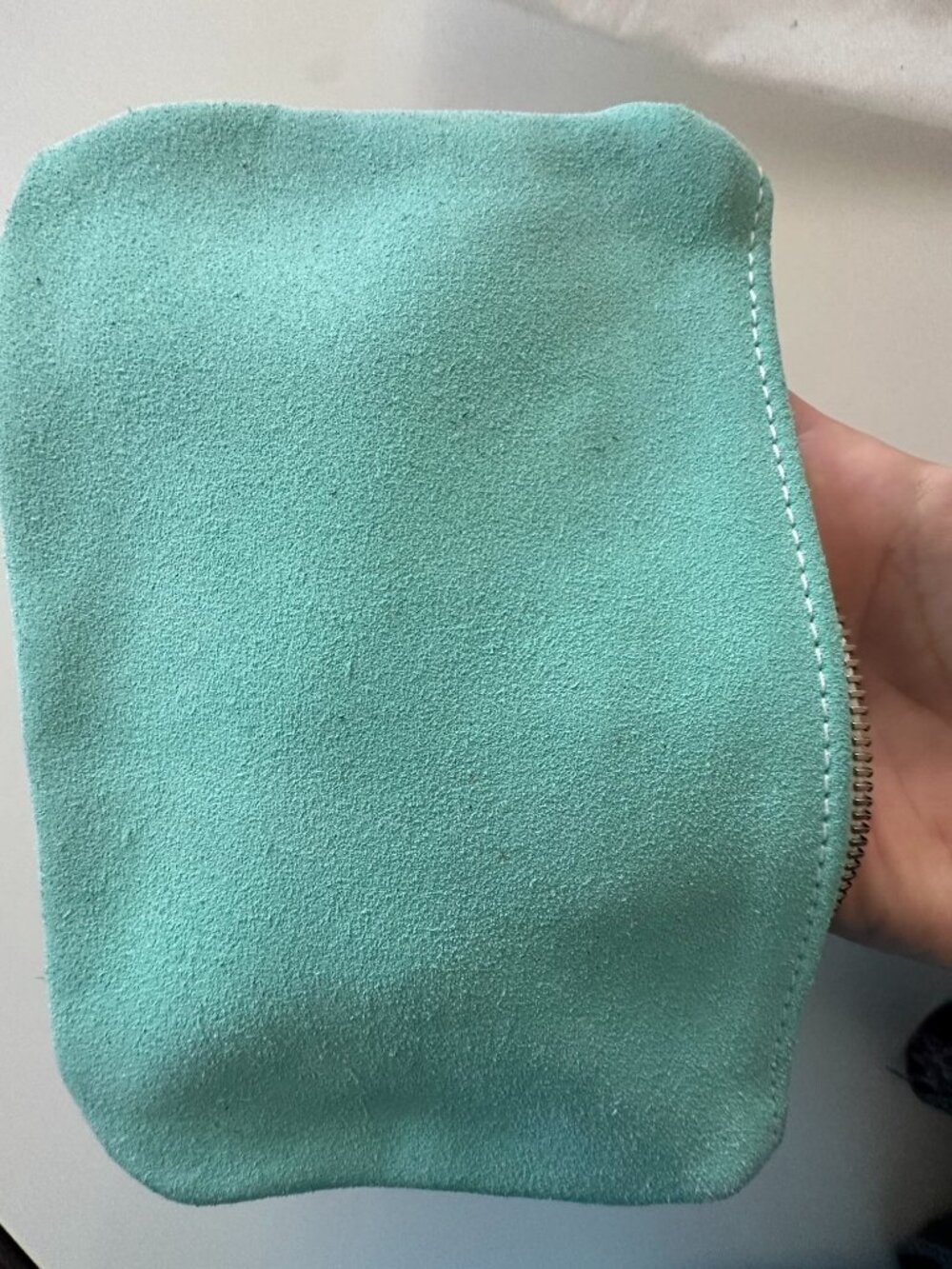 Kustom Klutch leather Tiffany Aqua Blue RobinsEgg Suede Leather zip Clutch Pouch